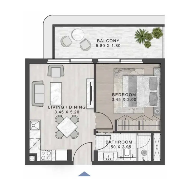 1 bedroom floor plan