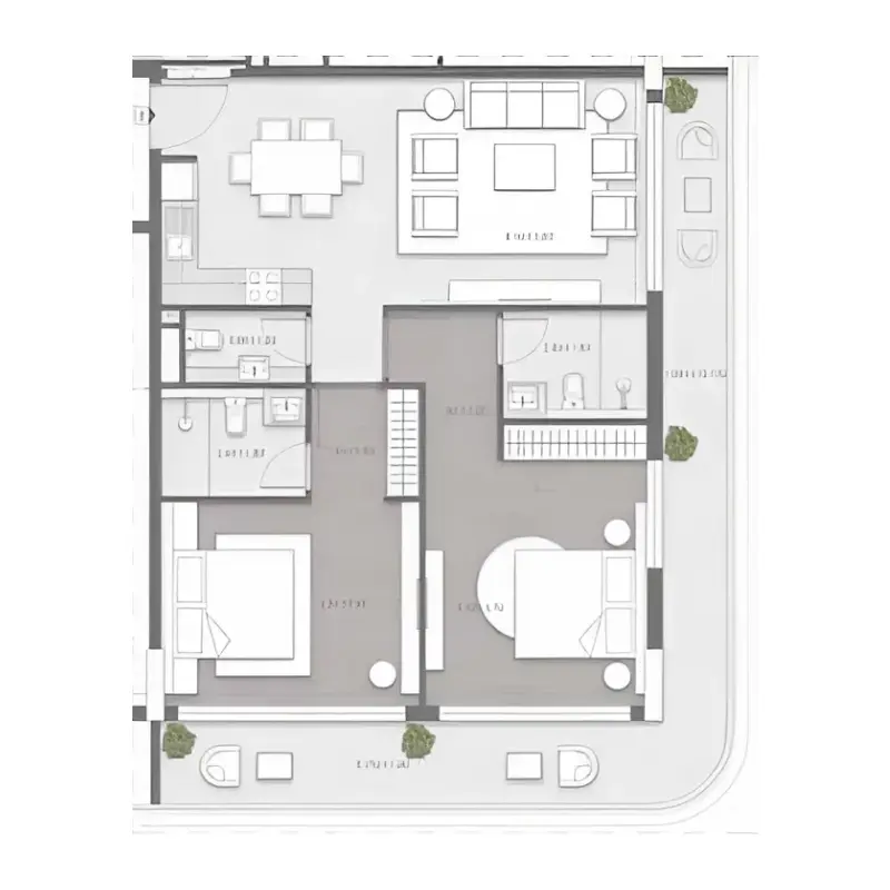 2 bedroom Apartments floor plan