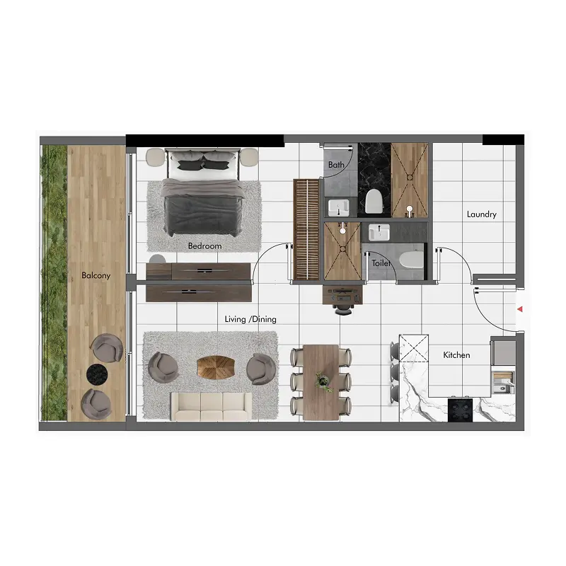 1 bedroom Apartments floor plan