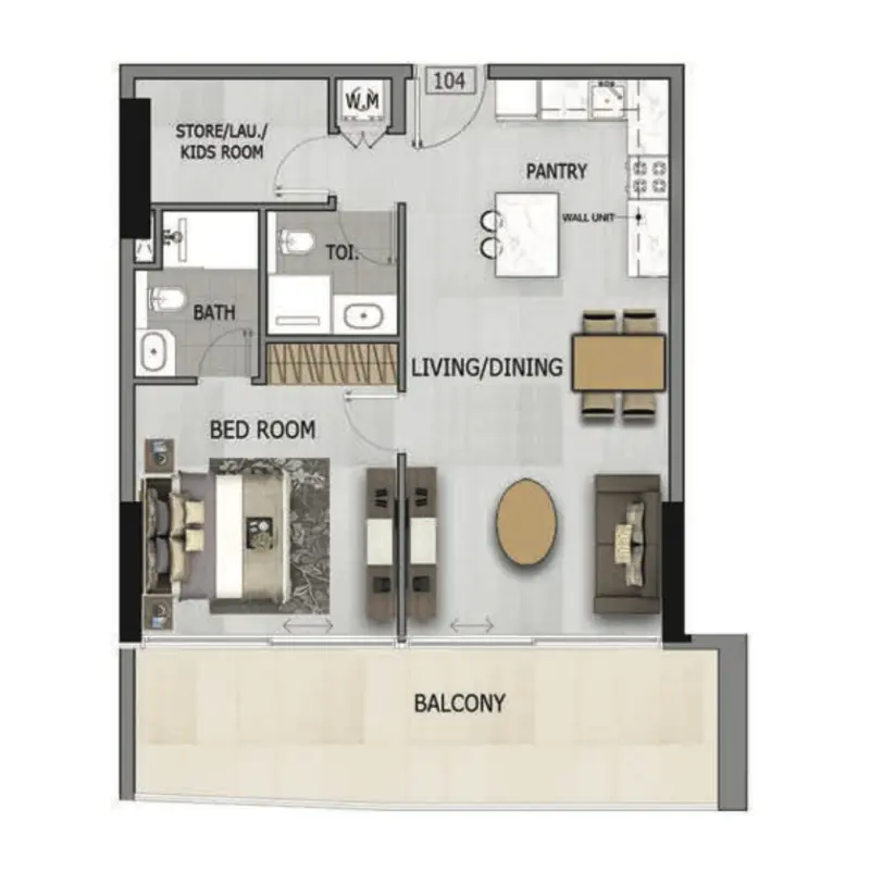 1 bedroom floor plan