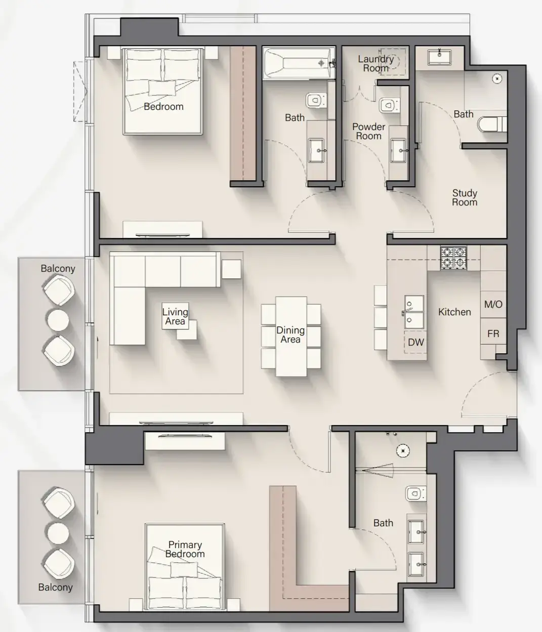 2 Bedrooms apartments - Riverton House