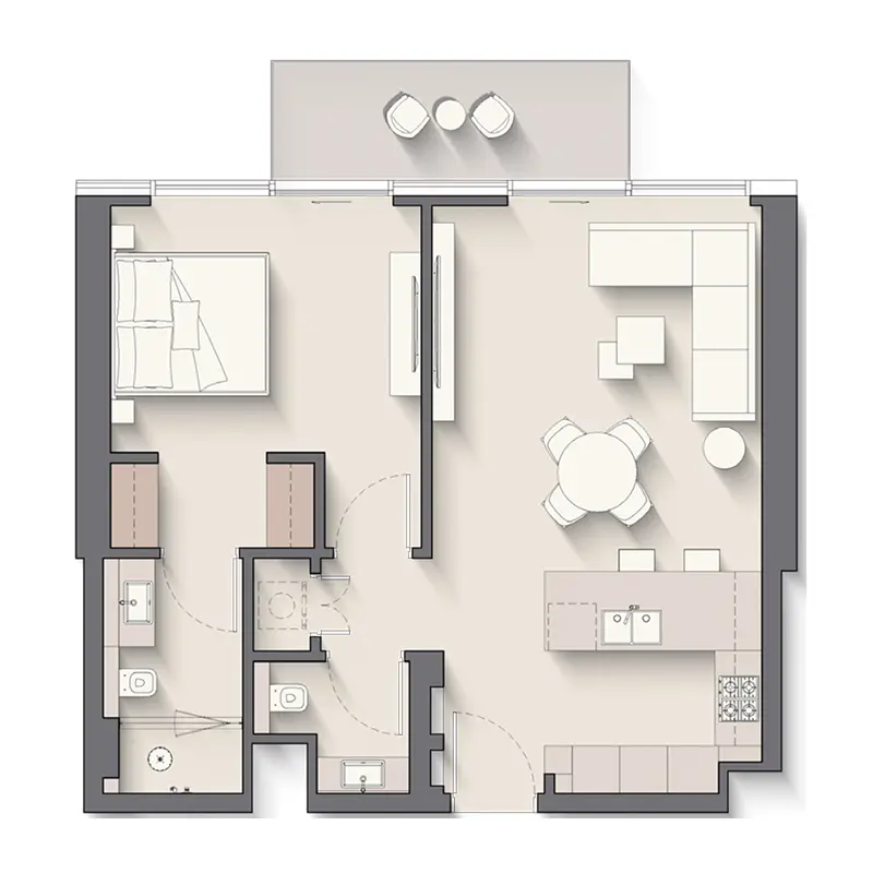 1 bedroom Apartments floor plan