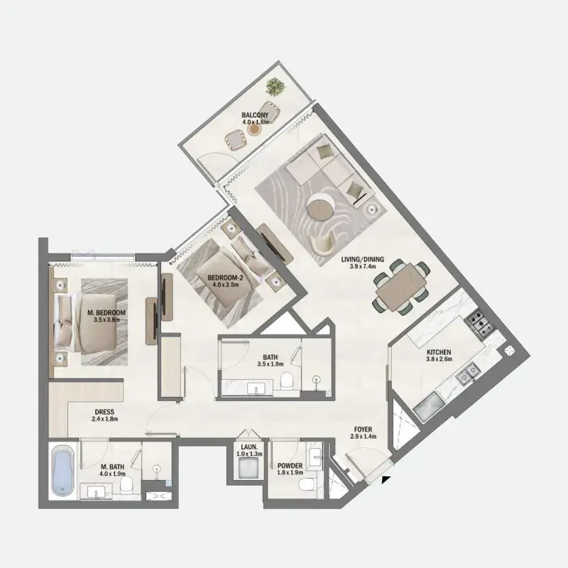 2 Bedrooms apartments - Beachfront Gates
