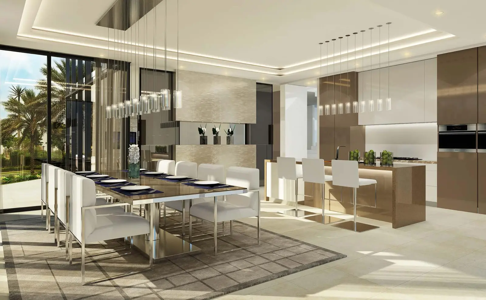 Contemporary bedroom interior at Jawaher Saadiyat luxury residence Saadiyat Island Abu Dhabi