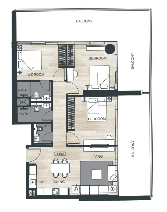 3 Bedrooms apartments - Binghatti Ghost