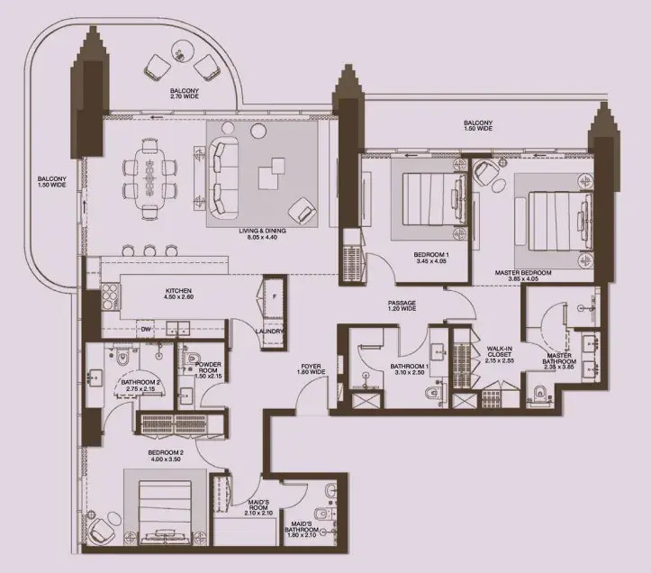 3 Bedrooms apartments - Atelis