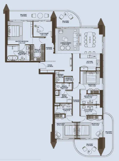 4 Bedrooms apartments - Atelis