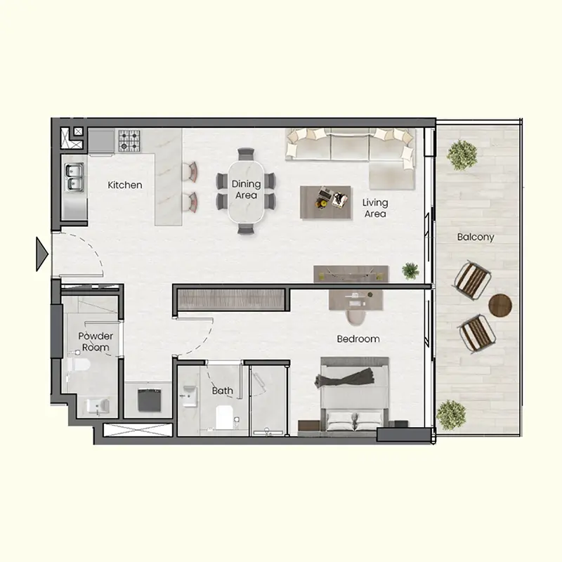 1 bedroom Apartments floor plan