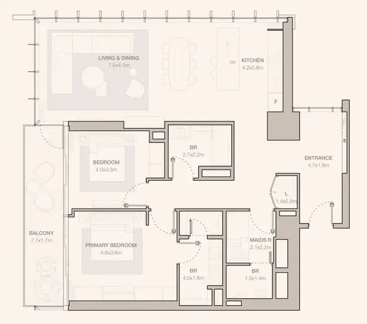 2.5 bedrooms apartments - Jumeirah Residences Emirates Towers