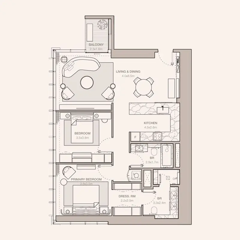 2 bedroom Apartments floor plan