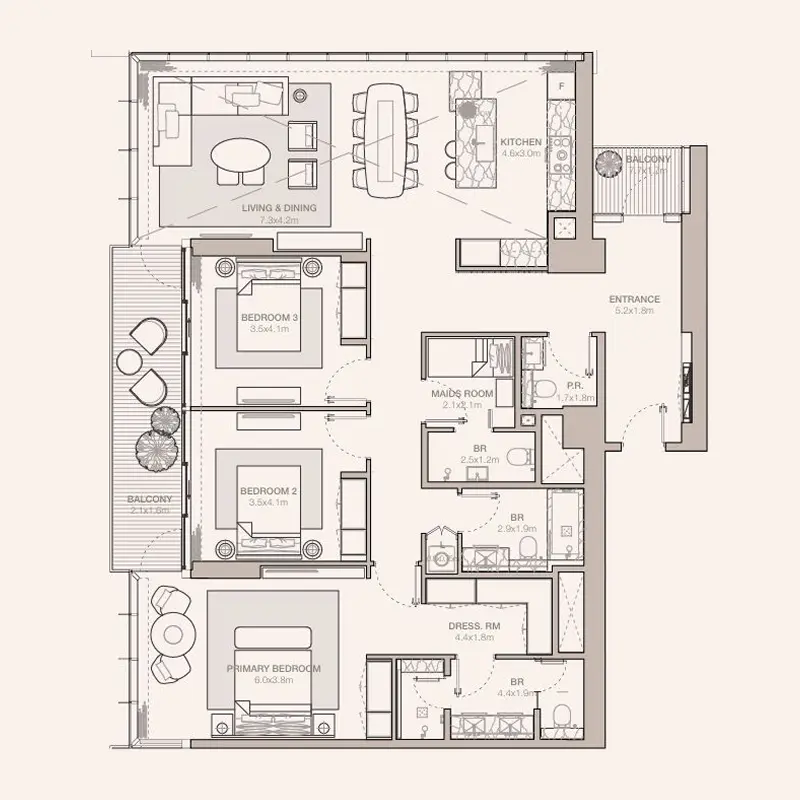 3 bedroom Apartments -  Jumeirah Residences Emirates Towers