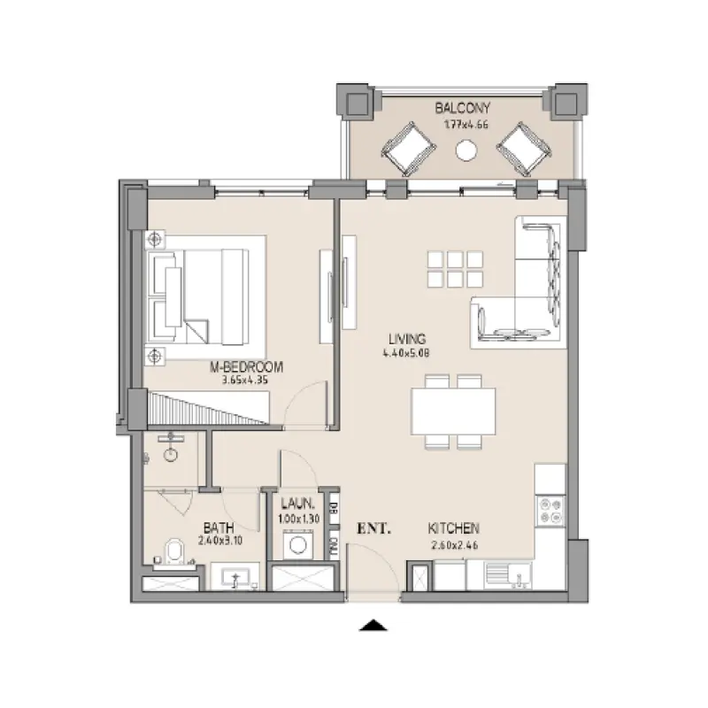 1 bedroom floor plan