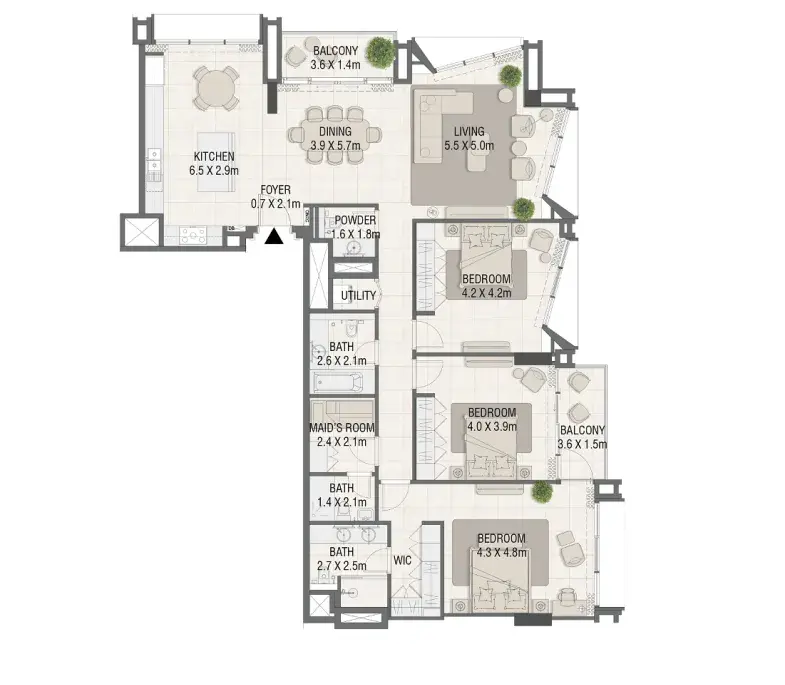 3.5 bedrooms apartments - Design Quarter