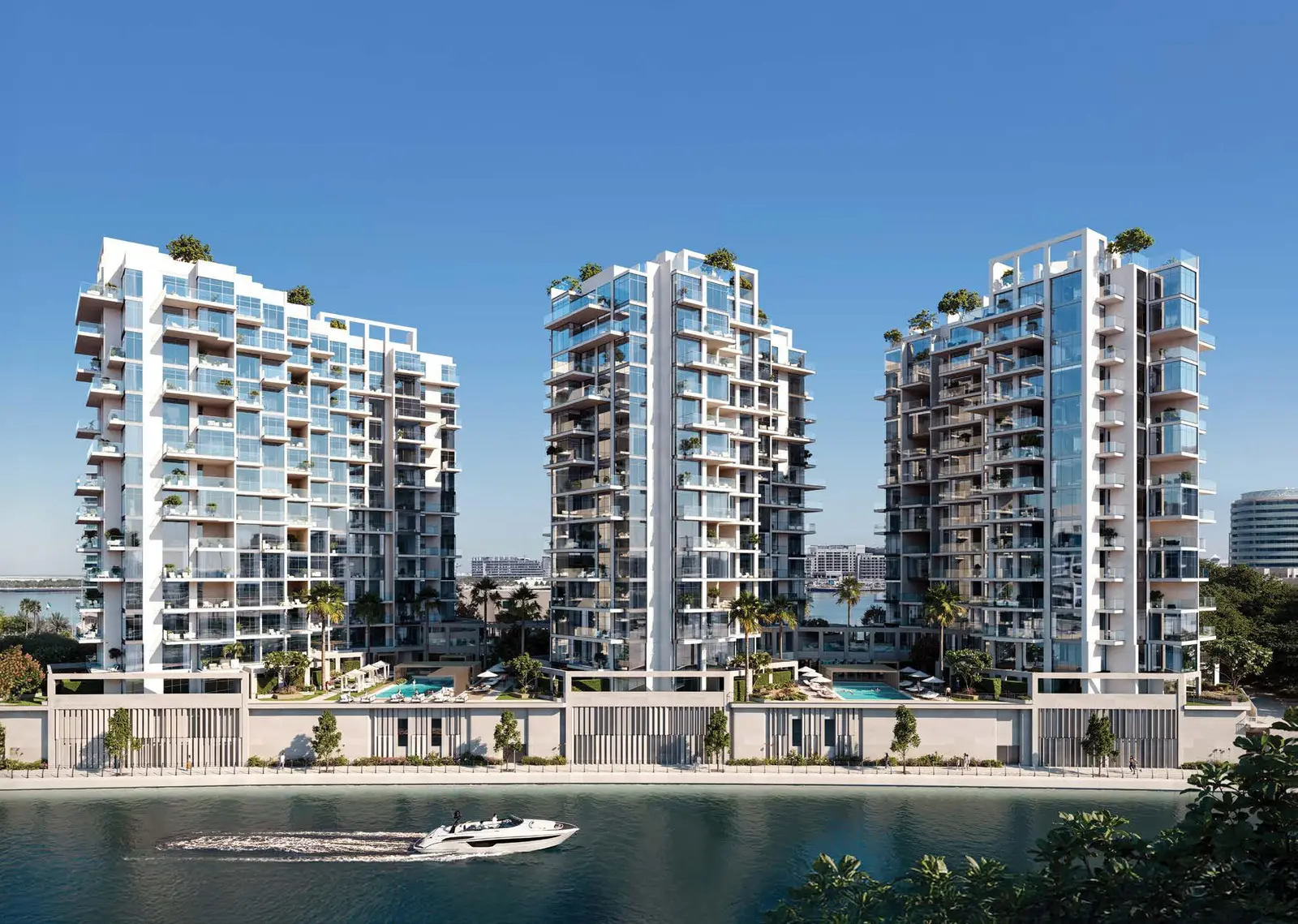 Picturesque waterfront exterior of Bab Al Qasr Canal View Residence 22 Abu Dhabi offering exclusive apartments and lifestyle amenities.jpg