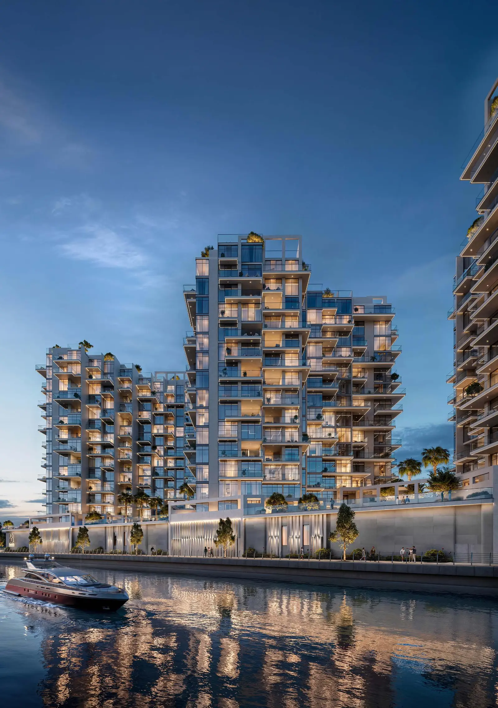 Luxury residential tower exterior at Bab Al Qasr Canal View Residence Al Raha Beach Abu Dhabi with waterfront location.jpg