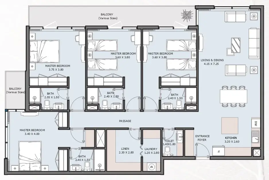 4 Bedrooms apartments - Verdana V