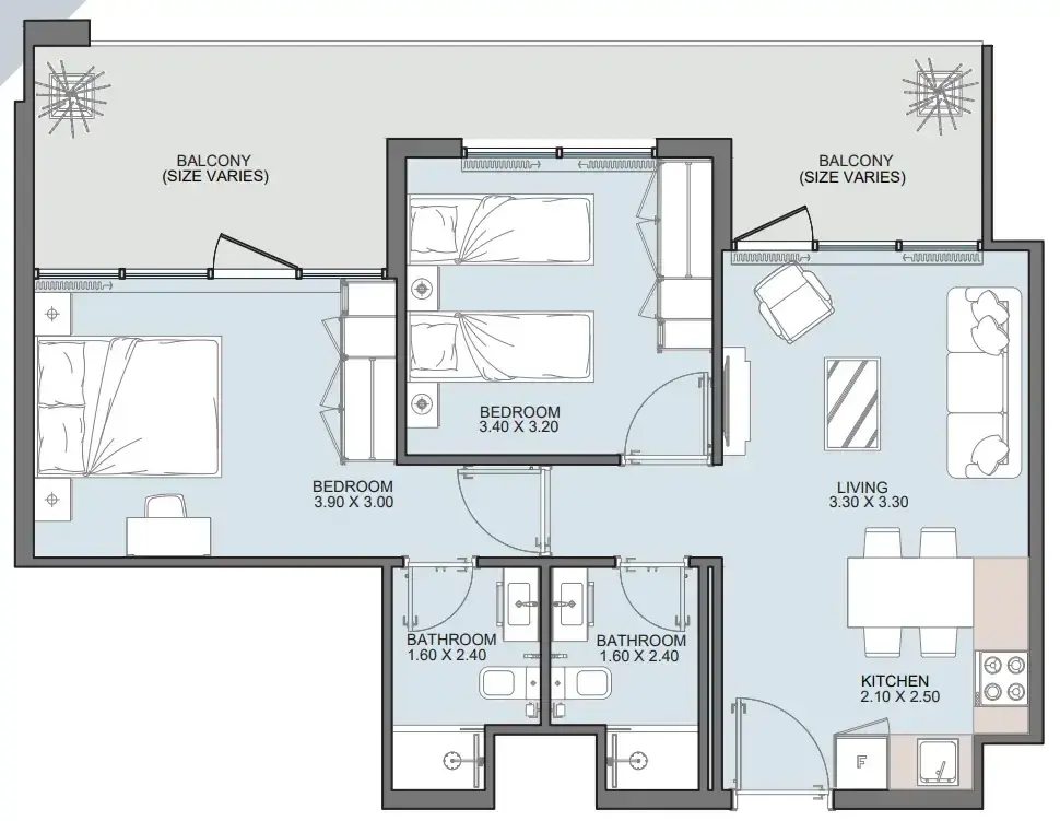 2 Bedrooms apartments - Alba Tower