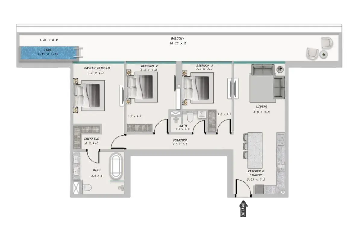 2 Bedrooms apartments - Ocean Pearl 1 and 2