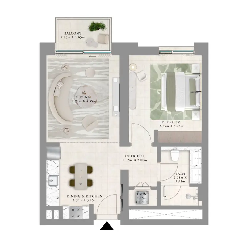 1 bedroom floor plan