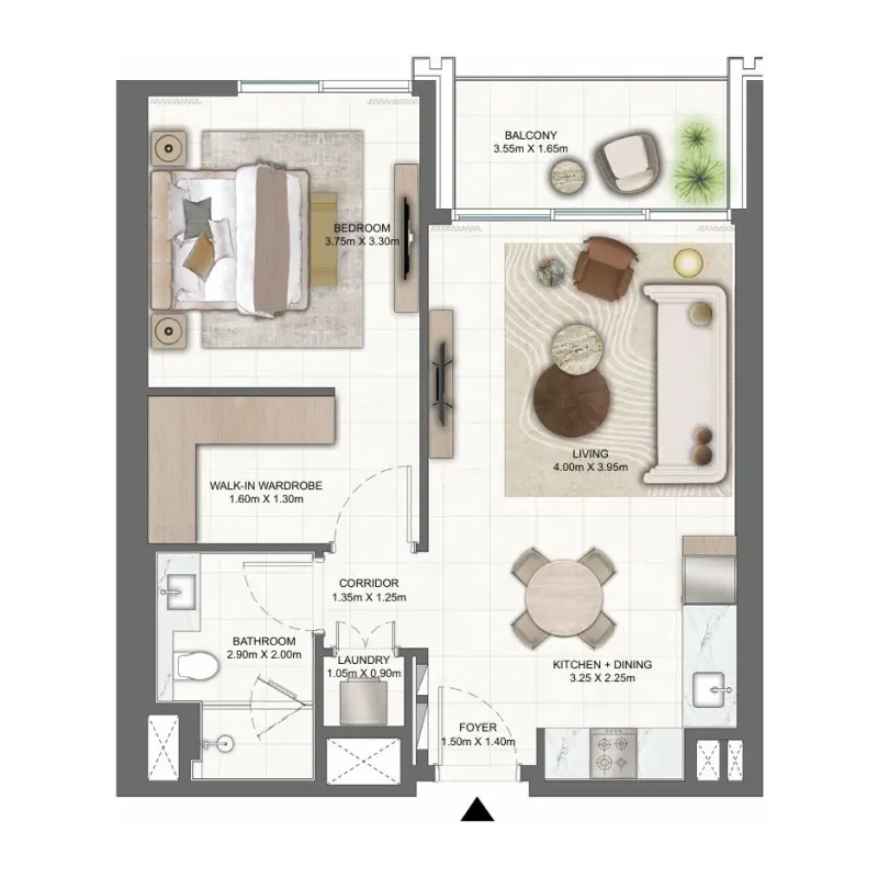 1 bedroom floor plan