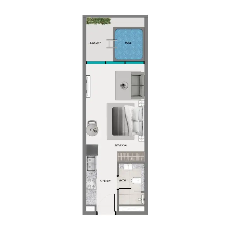 Studio + Pool floor plan