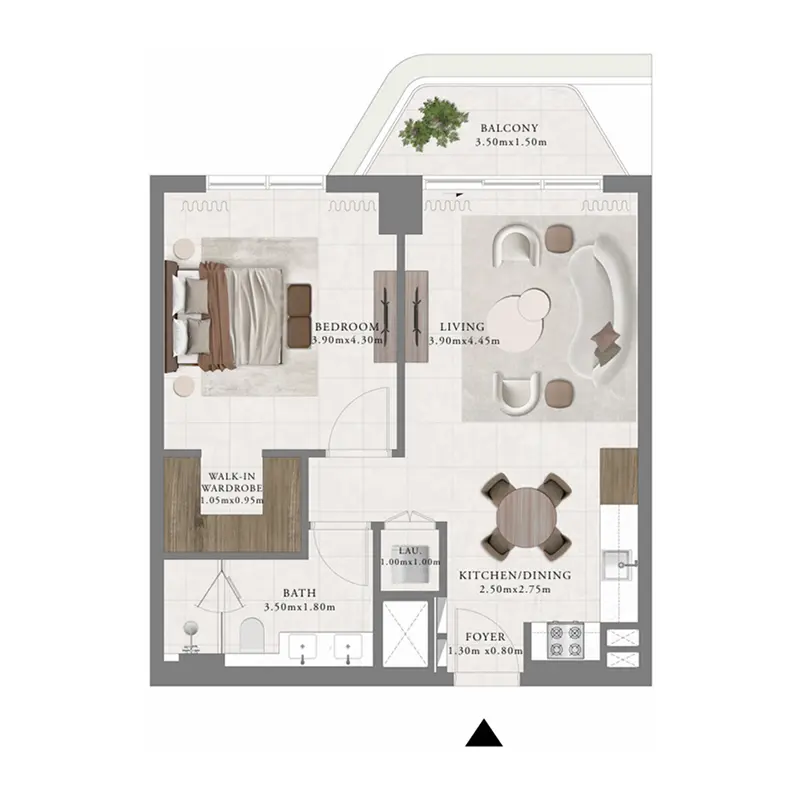 1 bedroom Apartments floor plan