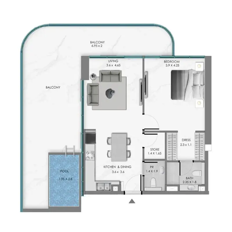 1 Bedroom apartments - Samana Ocean Bay