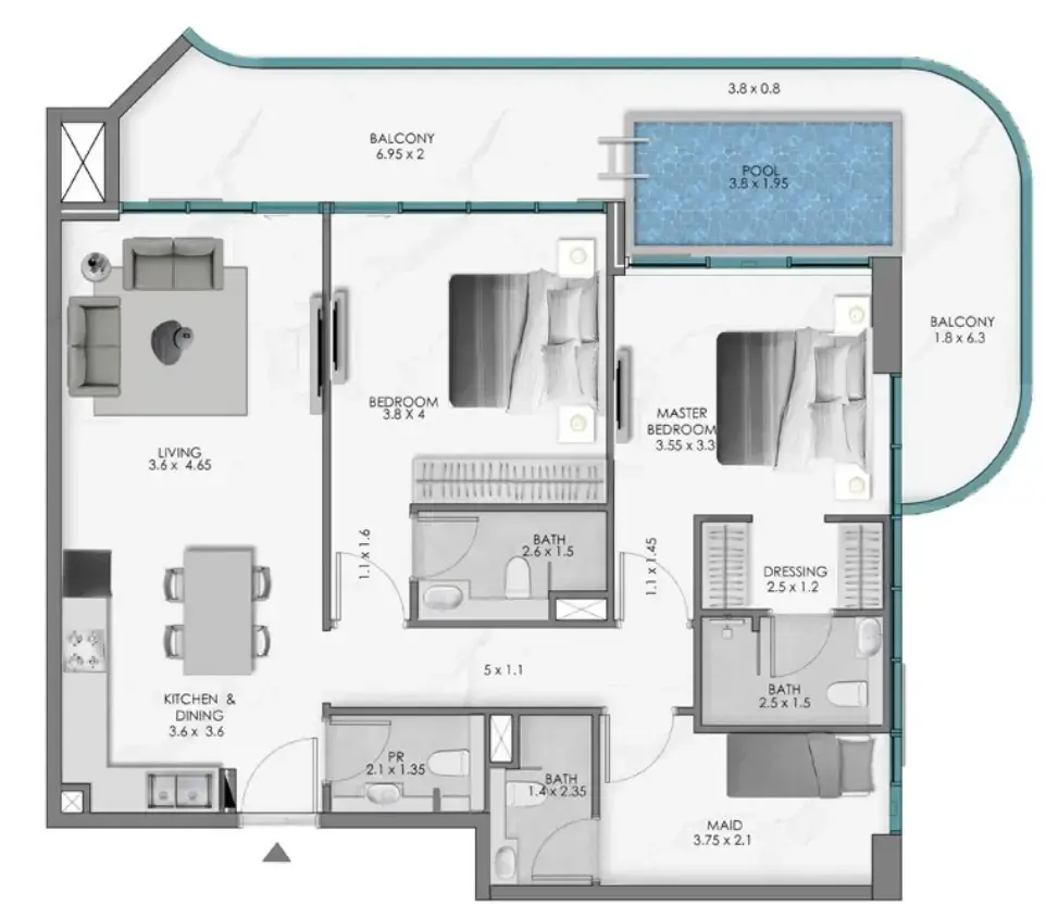 2 Bedrooms apartments - Samana Ocean Bay