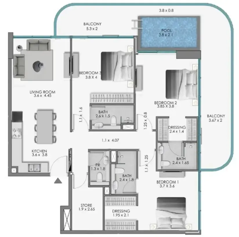 3 Bedrooms apartments - Samana Ocean Bay