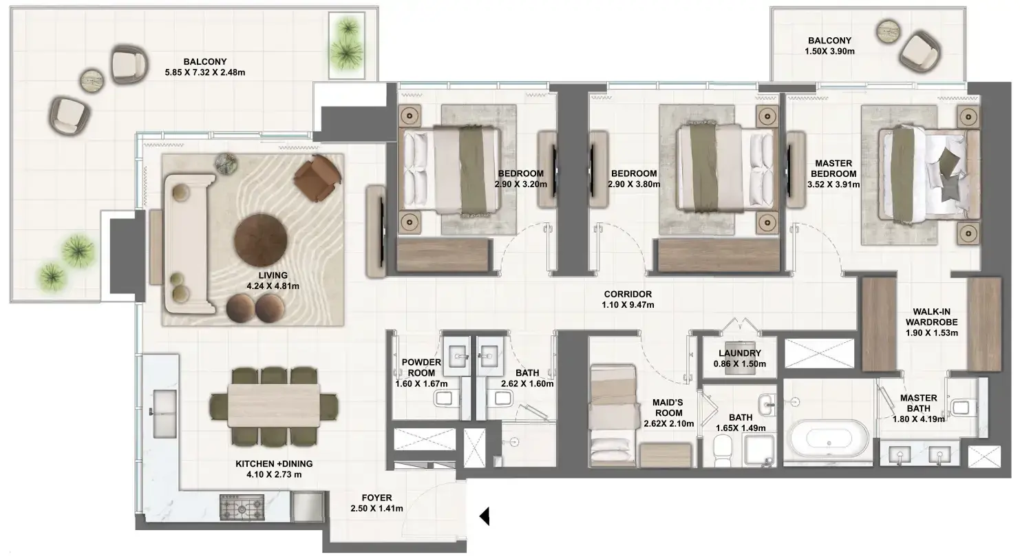 3 Bedrooms apartments - Silva Dubai Creek Harbour