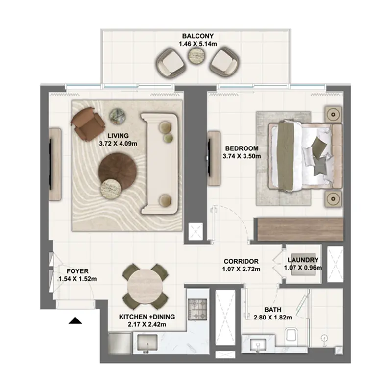 1 bedroom Apartments floor plan