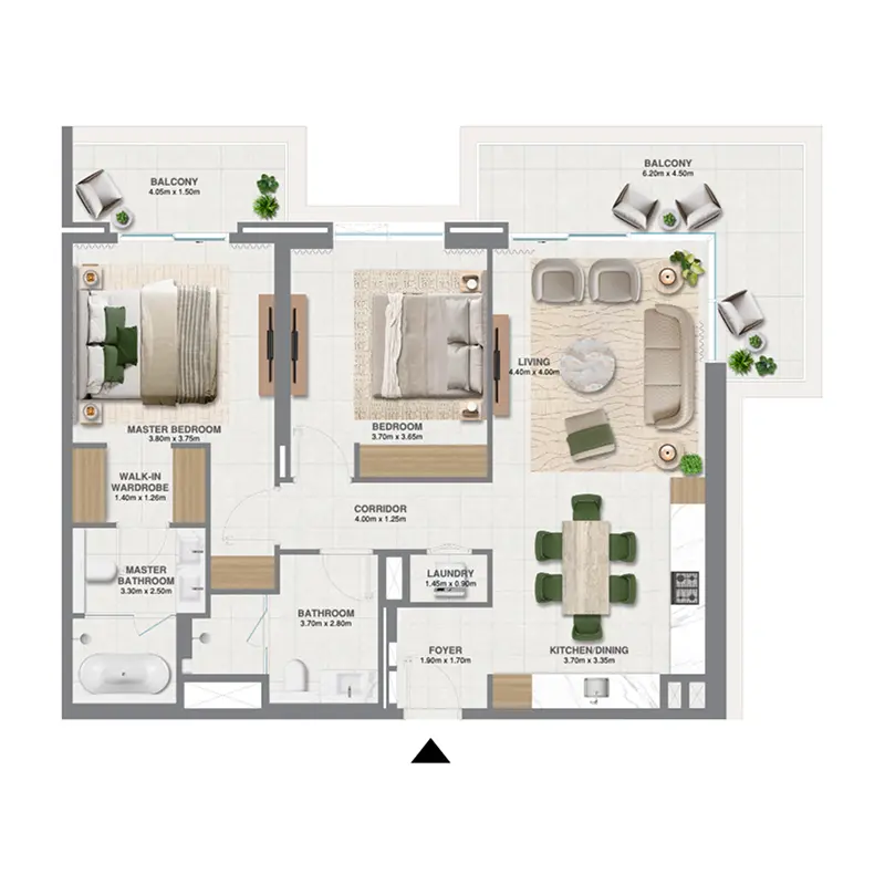 2 bedroom Apartments floor plan