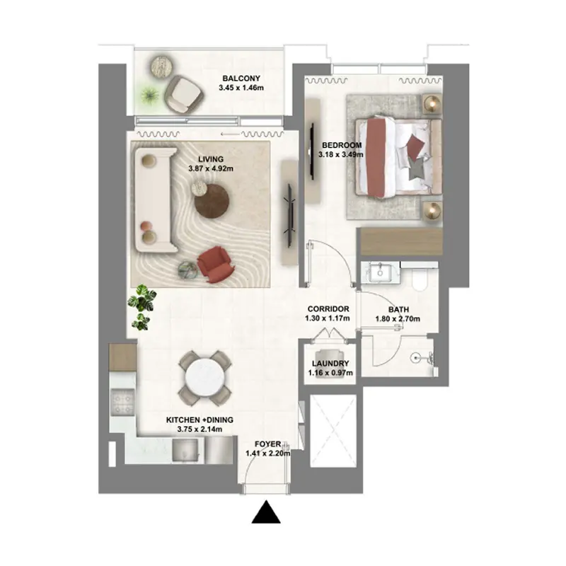 1 bedroom Apartments floor plan