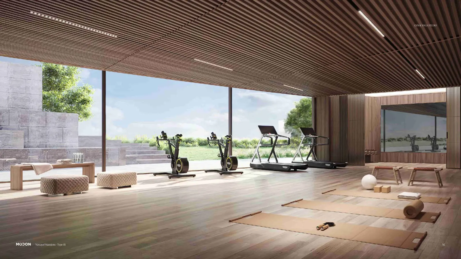 Open-air leisure spaces and communal zones at Nawayef West Hill upscale hillside community Hudayriyat Island Abu Dhabi