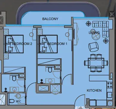 2 Bedrooms apartments - Guzel Towers