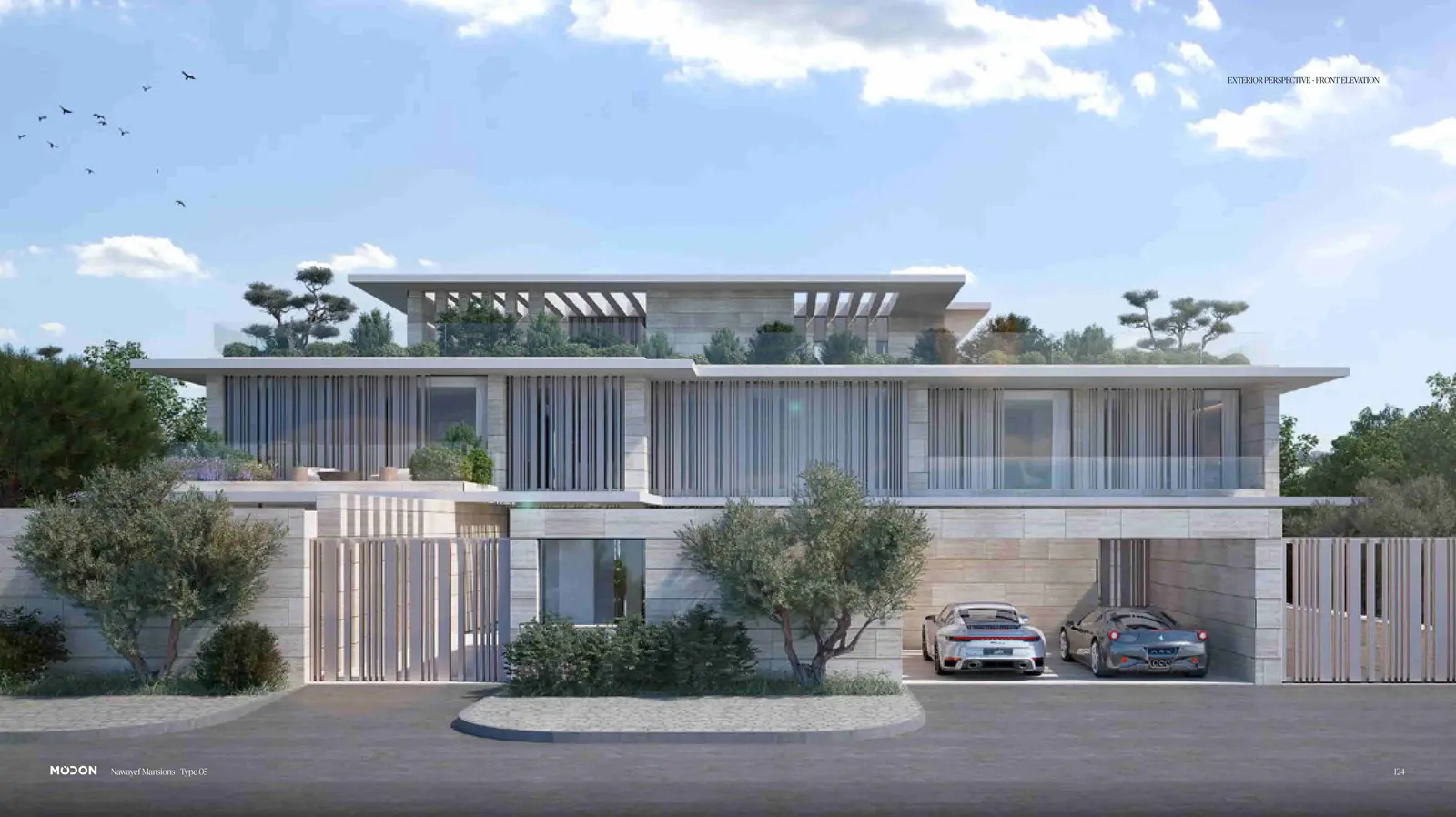 Elevated villa perched on hillside with sweeping coastal views at Nawayef West Hill Hudayriyat Island Abu Dhabi