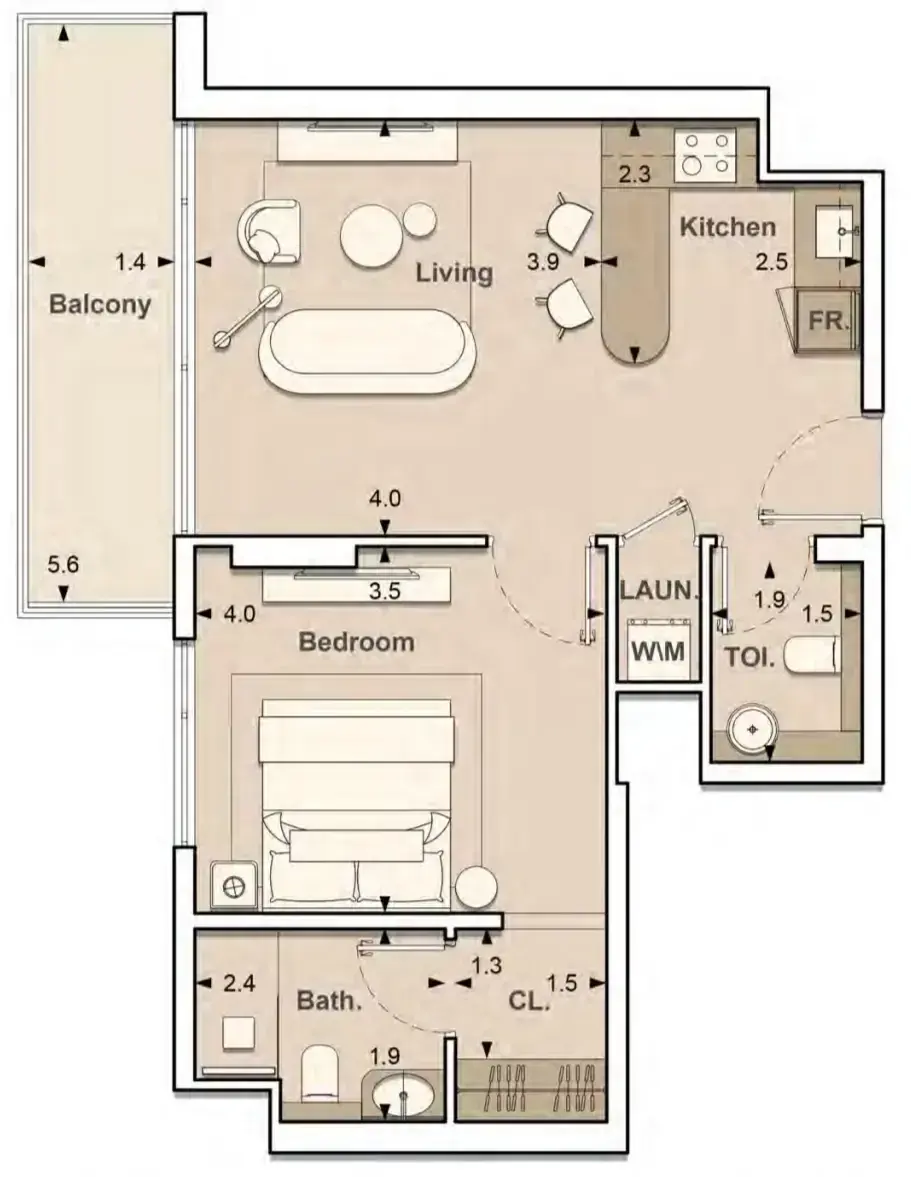 1 Bedroom apartments - Lume Residences