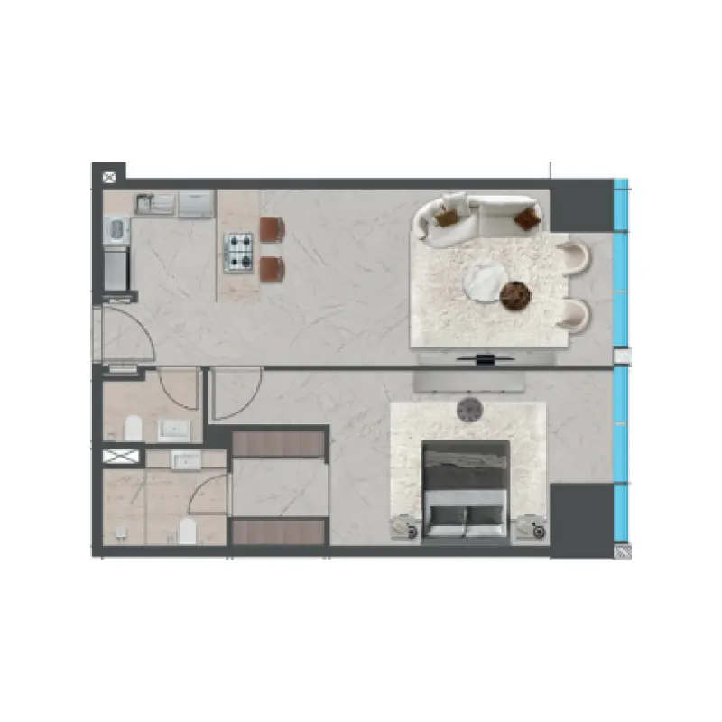 1 bedroom floor plan
