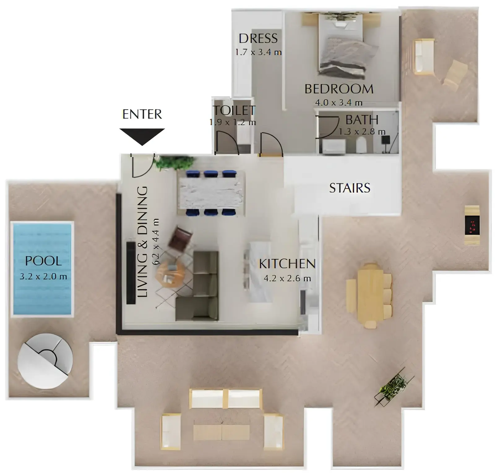 3 Bedrooms apartments - Treppan Tower