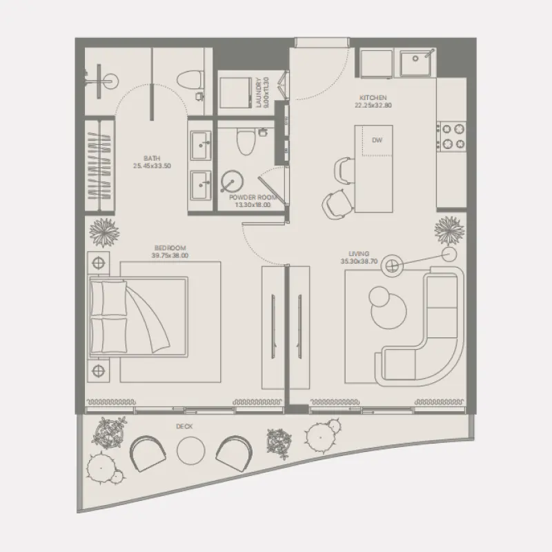 1 bedroom floor plan