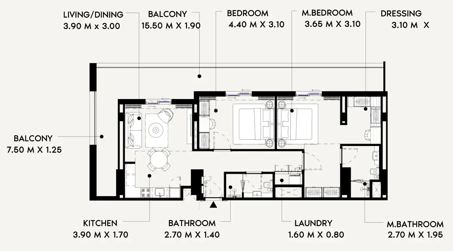 2 Bedrooms apartments - Azizi Lina