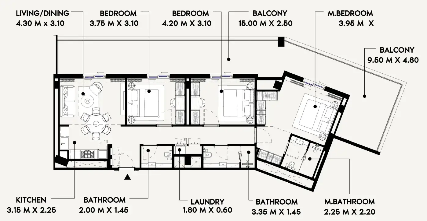 3 Bedrooms apartments - Azizi Lina