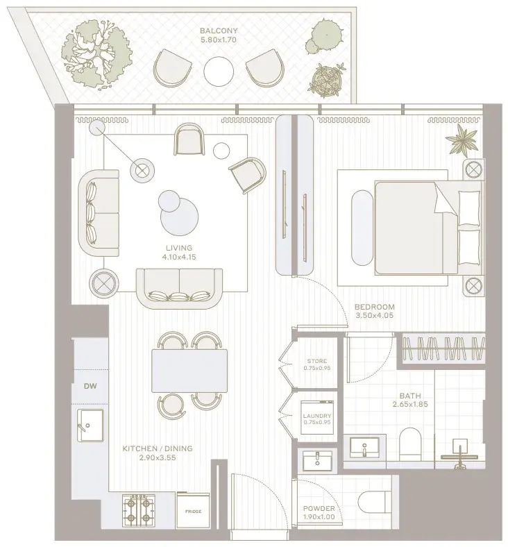 1 Bedroom apartments - Park Five