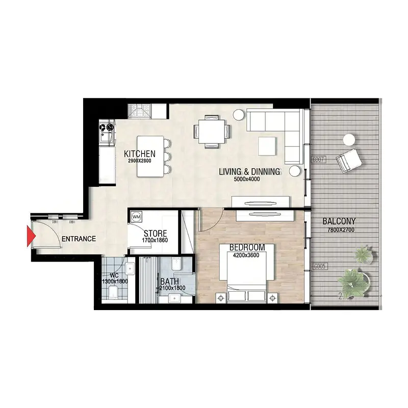 1 bedroom Apartments floor plan