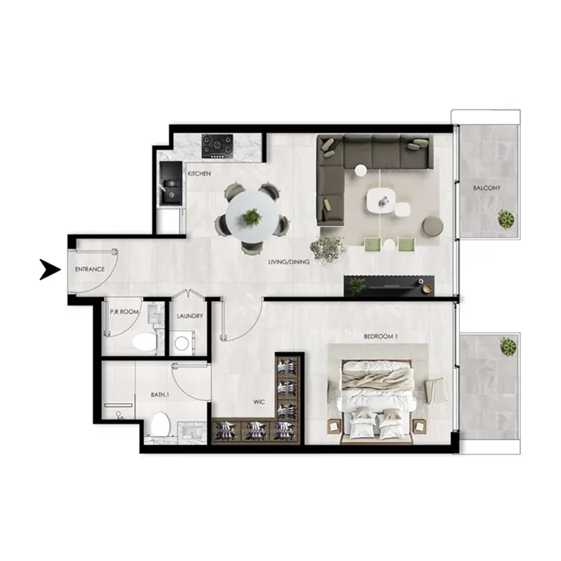1 bedroom Apartments floor plan
