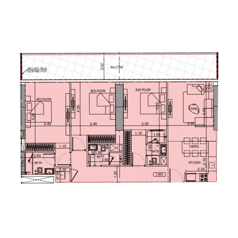 3 Bedrooms apartments - Binghatti Flare