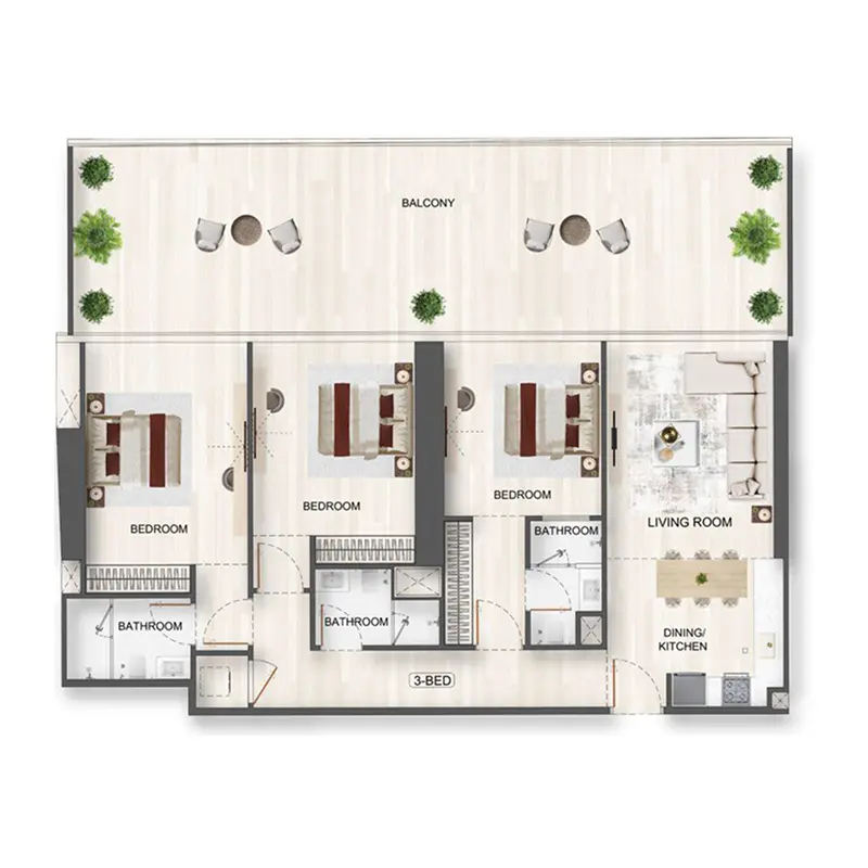 3 bedroom Apartments -  Binghatti Flare