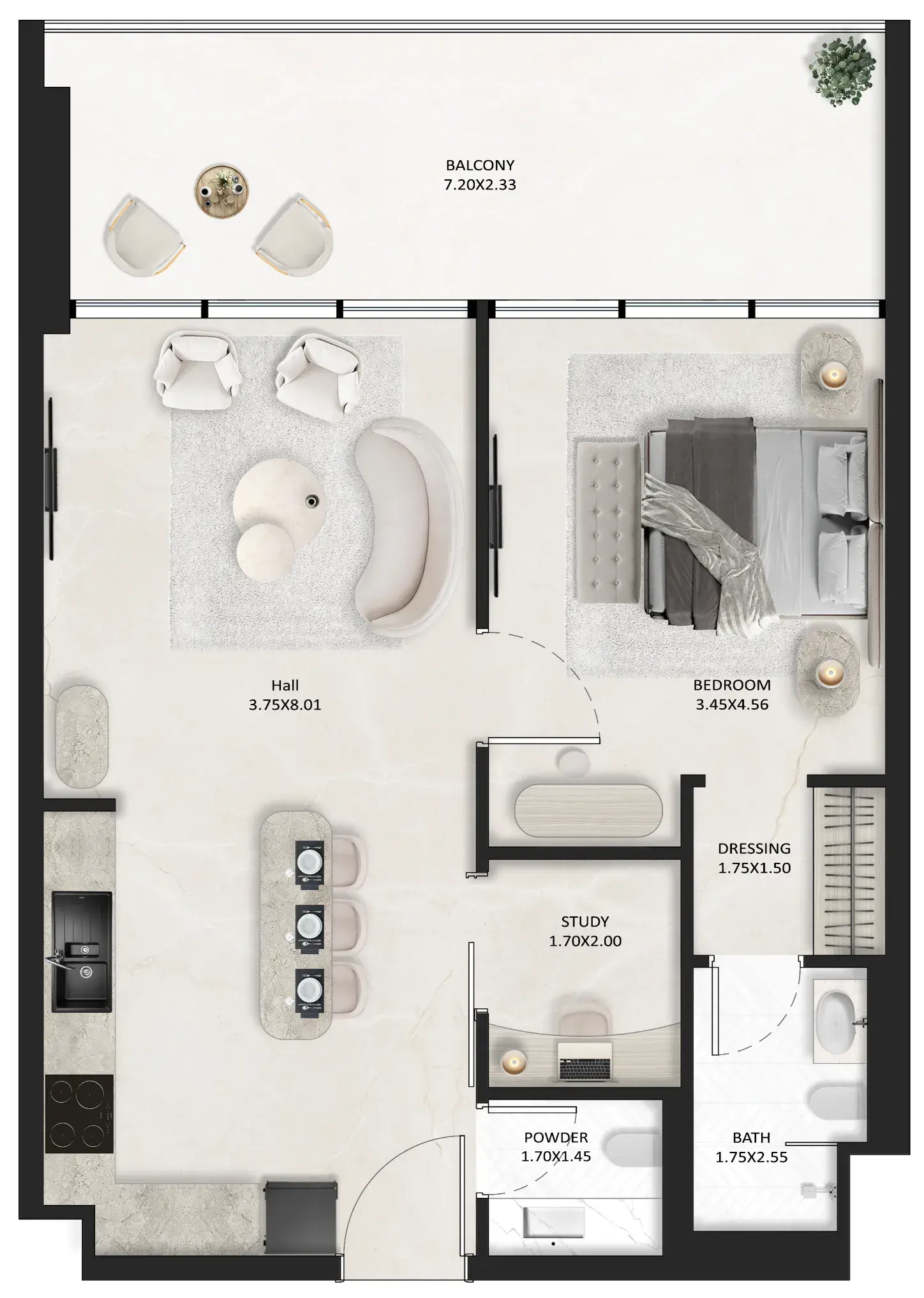 1.5 bedrooms apartments - SquareX One