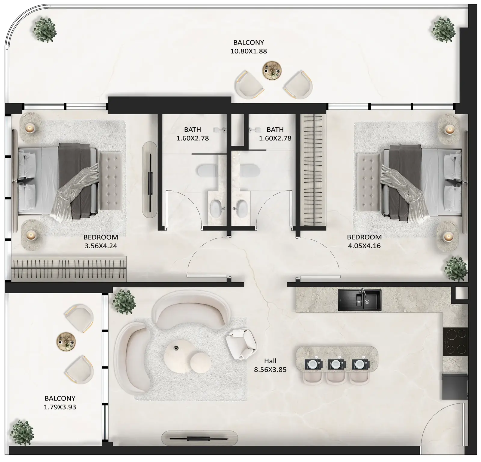 2 Bedrooms apartments - SquareX One