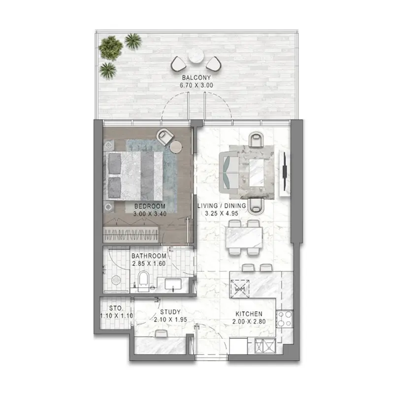 1 bedroom Apartments floor plan
